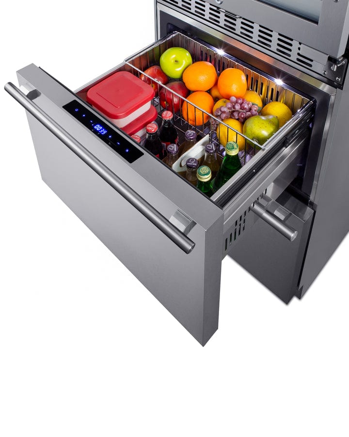 Summit Full Size Wine Cellars Summit® 24" Stainless Steel Wine Cooler and Refrigerator Drawers - SWCDRF24 Summit Full Size Wine Cellars Summit® 24" Stainless Steel Wine Cooler and Refrigerator Drawers - SWCDRF24