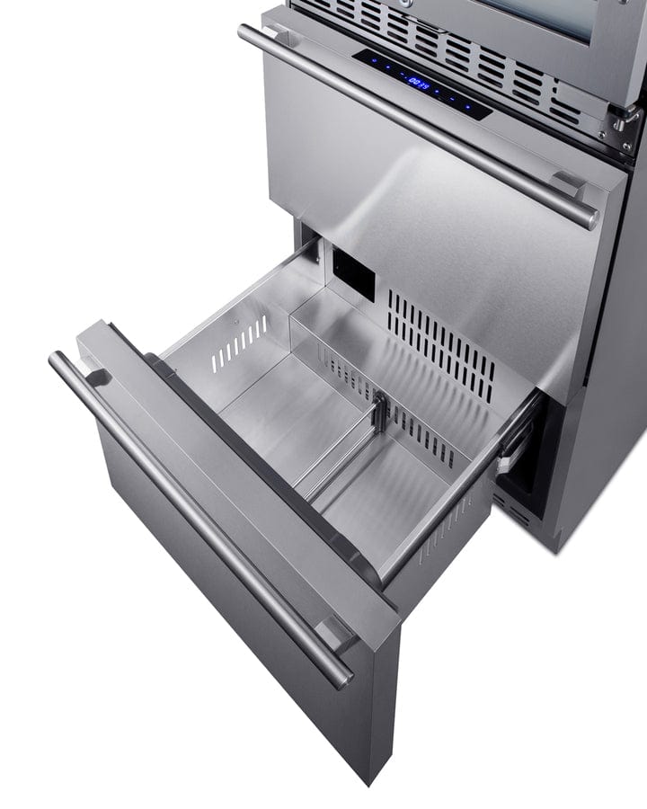 Summit Full Size Wine Cellars Summit® 24" Stainless Steel Wine Cooler and Refrigerator Drawers - SWCDRF24 Summit Full Size Wine Cellars Summit® 24" Stainless Steel Wine Cooler and Refrigerator Drawers - SWCDRF24