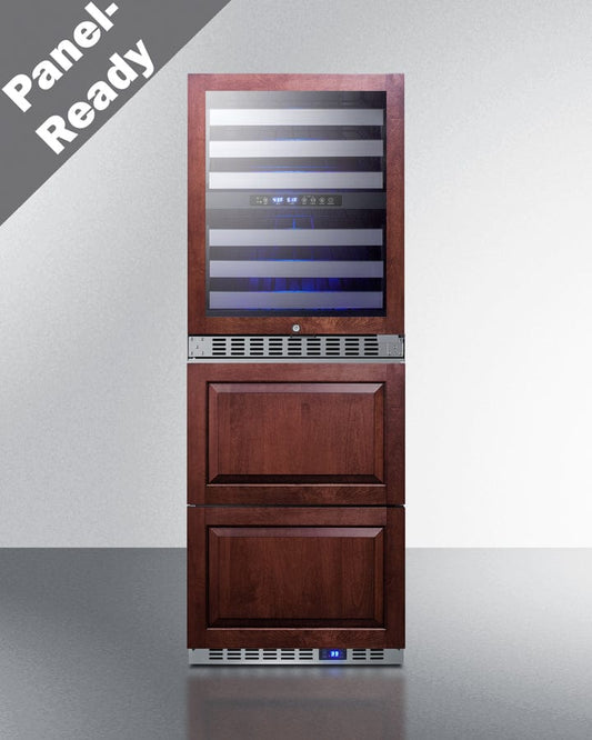 Summit Full Size Wine Cellars Summit® 24" Wide Combination Dual-Zone Wine Cellar and 2-Drawer All-Refrigerator (Panels Not Included) | SWCDAR24PNR