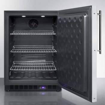 Summit Outdoor All-Freezer 24 Inch Outdoor Undercounter Freezer with 3 Adjustable Chrome Shelves, Automatic Defrost, Exterior Digital Thermostat, LED Lighting, Sabbath Mode and Reversible Door Hinge: Panel Ready with Stainless Steel Insert Frame Summit Outdoor All-Freezer 24 Inch Outdoor Undercounter Freezer with 3 Adjustable Chrome Shelves, Automatic Defrost, Exterior Digital Thermostat, LED Lighting, Sabbath Mode and Reversible Door Hinge: Panel Ready with Stainless Steel Insert Frame