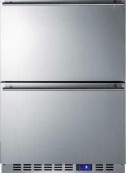 Summit Outdoor, Drawers All-Freezer 24 Inch Outdoor Freezer Drawers with 3.4 cu. ft. Capacity, Automatic Defrost, Wire Storage Basket, 2 Adjustable Dividers, Digital Thermostat and LED Lighting