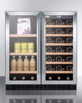 Summit Undercounter Wine and Beverage 30 Inch Built-in Undercounter Beverage and Wine Cooler with 2 Temperature Zones, Adjustable Shelves, Digital Controls, LED Lighting, Door Locks, Automatic Defrost and Sabbath Mode Summit Undercounter Wine and Beverage 30 Inch Built-in Undercounter Beverage and Wine Cooler with 2 Temperature Zones, Adjustable Shelves, Digital Controls, LED Lighting, Door Locks, Automatic Defrost and Sabbath Mode