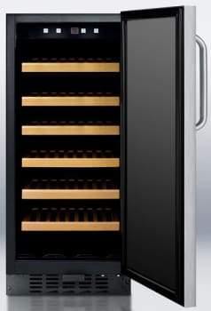 Summit Undercounter Wine Cellars 15 Inch Built-in Wine Cellar with 2.94 cu. ft. Capacity, 33-Bottle Capacity, Wooden Shelves, Factory Installed Lock, LED Lighting and Digital Thermostat: Black Cabinet Finish Summit Undercounter Wine Cellars 15 Inch Built-in Wine Cellar with 2.94 cu. ft. Capacity, 33-Bottle Capacity, Wooden Shelves, Factory Installed Lock, LED Lighting and Digital Thermostat: Black Cabinet Finish