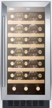 Summit Undercounter Wine Cellars 15 Inch Built-in Wine Cellar with 2.94 cu. ft. Capacity, 33-Bottle Capacity, Wooden Shelves, Factory Installed Lock, LED Lighting and Digital Thermostat: Black Cabinet Finish Summit Undercounter Wine Cellars 15 Inch Built-in Wine Cellar with 2.94 cu. ft. Capacity, 33-Bottle Capacity, Wooden Shelves, Factory Installed Lock, LED Lighting and Digital Thermostat: Black Cabinet Finish