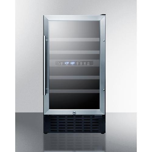 Summit Undercounter Wine Cellars 18 Inch Undercounter Dual-Zone Wine Cellar with 28 Bottle Capacity, Factory-Installed Lock, Automatic Defrost, LED Lighting, Digital Thermostat, Digital Display, CFC Free and 3.3 cu. ft. Capacity: Stainless Steel Ca: Black Cabinet, Right Hinge Summit Undercounter Wine Cellars 18 Inch Undercounter Dual-Zone Wine Cellar with 28 Bottle Capacity, Factory-Installed Lock, Automatic Defrost, LED Lighting, Digital Thermostat, Digital Display, CFC Free and 3.3 cu. ft. Capacity: Stainless Steel Ca: Black Cabinet, Right Hinge