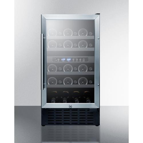 Summit Undercounter Wine Cellars 18 Inch Undercounter Dual-Zone Wine Cellar with 28 Bottle Capacity, Factory-Installed Lock, Automatic Defrost, LED Lighting, Digital Thermostat, Digital Display, CFC Free and 3.3 cu. ft. Capacity: Stainless Steel Ca: Black Cabinet, Right Hinge Summit Undercounter Wine Cellars 18 Inch Undercounter Dual-Zone Wine Cellar with 28 Bottle Capacity, Factory-Installed Lock, Automatic Defrost, LED Lighting, Digital Thermostat, Digital Display, CFC Free and 3.3 cu. ft. Capacity: Stainless Steel Ca: Black Cabinet, Right Hinge