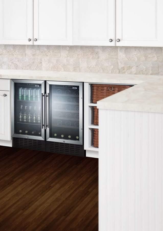Summit Undercounter Wine Cellars 18 Inch Undercounter Wine Cellar with 34 Bottle Capacity, Factory-Installed Lock, LED Lighting, Commercially Approved, Glass Door, Digital Thermostat, Digital Display, CFC Free and 3.3 cu. ft. Capacity: Black Cabinet Summit Undercounter Wine Cellars 18 Inch Undercounter Wine Cellar with 34 Bottle Capacity, Factory-Installed Lock, LED Lighting, Commercially Approved, Glass Door, Digital Thermostat, Digital Display, CFC Free and 3.3 cu. ft. Capacity: Black Cabinet