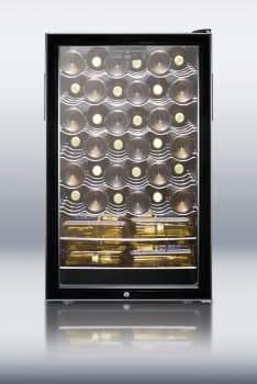 Summit Undercounter Wine Cellars 20 Inch Built-in Wine Cellar with 40 Bottle Capacity, ADA-Compliant Height, 6 Scalloped Shelves, 2 Flat Shelves, Automatic Defrost, Interior Lighting and Reversible Door Hinge: Recessed Handle Summit Undercounter Wine Cellars 20 Inch Built-in Wine Cellar with 40 Bottle Capacity, ADA-Compliant Height, 6 Scalloped Shelves, 2 Flat Shelves, Automatic Defrost, Interior Lighting and Reversible Door Hinge: Recessed Handle