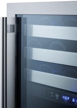 Summit Undercounter Wine Cellars 24 Inch Built-In Dual Zone Wine Cellar with 46 Bottle Capacity, Full-Extension Shelving, Double-Pane Tempered Glass Door, LED Lighting, Digital Control Panel, Two Temperature Zones, and ETL-S Listed