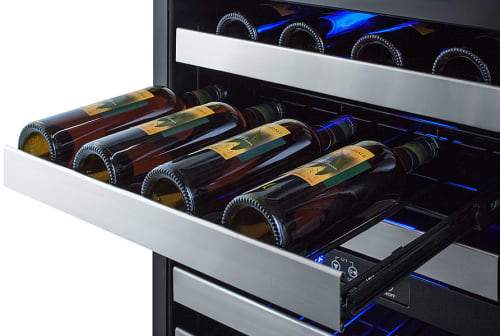 Summit Undercounter Wine Cellars 24 Inch Dual Zone Panel Ready Commercial Wine Cellar with 46 Bottle Capacity, Commercial Shelving Design, Digital Controls, Lock, Double Pane Tempered Glass Door, and 100% CFC Free Summit Undercounter Wine Cellars 24 Inch Dual Zone Panel Ready Commercial Wine Cellar with 46 Bottle Capacity, Commercial Shelving Design, Digital Controls, Lock, Double Pane Tempered Glass Door, and 100% CFC Free