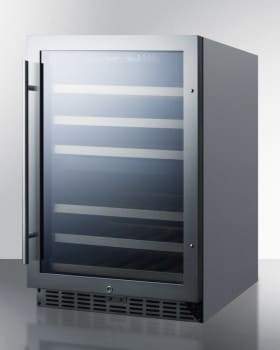 Summit Undercounter Wine Cellars 24 Inch Undercounter Wine Cellar with 44 Bottle Capacity, Two Temperature Zones, 6 Wooden Shelves, Digital Thermostat, Factory Installed Lock, LED Lighting and Automatic Defrost: Stainless Steel