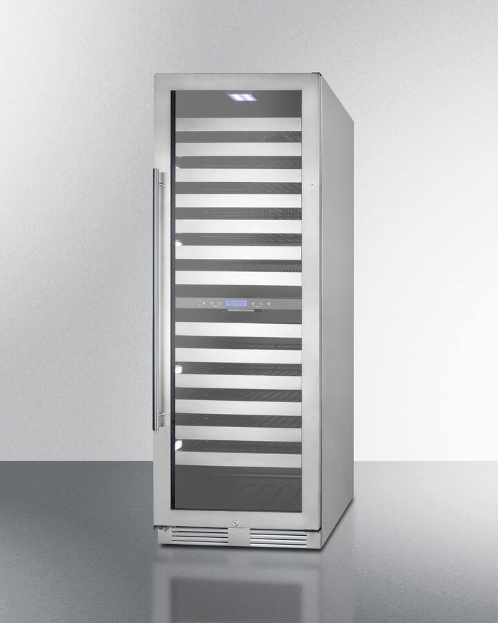 Summit Wine Cellars 24 Inch Built-In and Freestanding Dual Zone Wine Cooler with 163 Bottle Capacity, Left Hinge, Glass Door, With Lock, 13 Extension Wine Racks Summit Wine Cellars 24 Inch Built-In and Freestanding Dual Zone Wine Cooler with 163 Bottle Capacity, Left Hinge, Glass Door, With Lock, 13 Extension Wine Racks