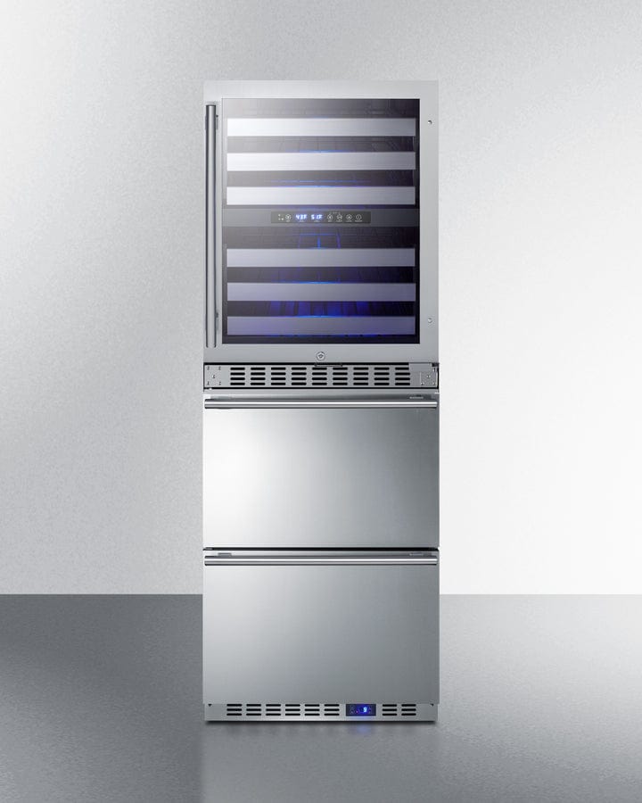 Summit Wine Cooler Summit® 24" Stainless Steel Wine Cooler and Freezer Drawers - SWCDAF24 Summit Wine Cooler Summit® 24" Stainless Steel Wine Cooler and Freezer Drawers - SWCDAF24