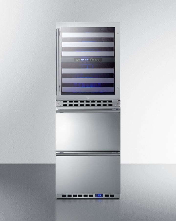 Summit Full Size Wine Cellars Summit® 24" Stainless Steel Wine Cooler and Refrigerator Drawers-SWCDAR24 Summit Full Size Wine Cellars Summit® 24" Stainless Steel Wine Cooler and Refrigerator Drawers-SWCDAR24