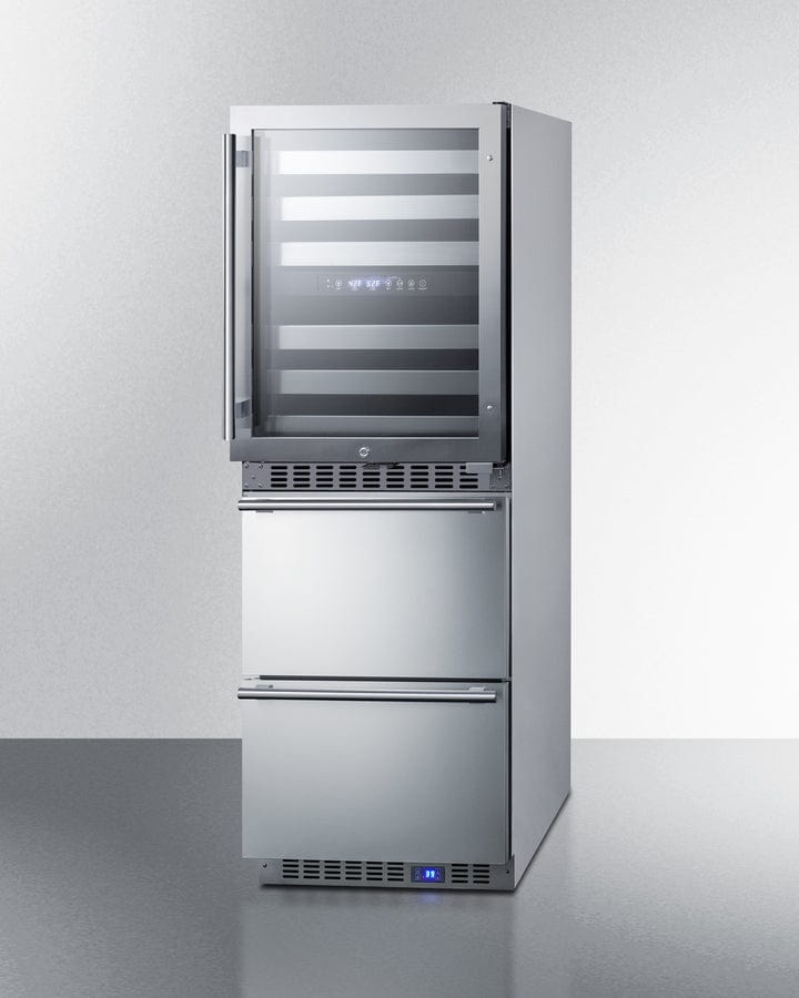 Summit Full Size Wine Cellars Summit® 24" Stainless Steel Wine Cooler and Refrigerator Drawers-SWCDAR24 Summit Full Size Wine Cellars Summit® 24" Stainless Steel Wine Cooler and Refrigerator Drawers-SWCDAR24