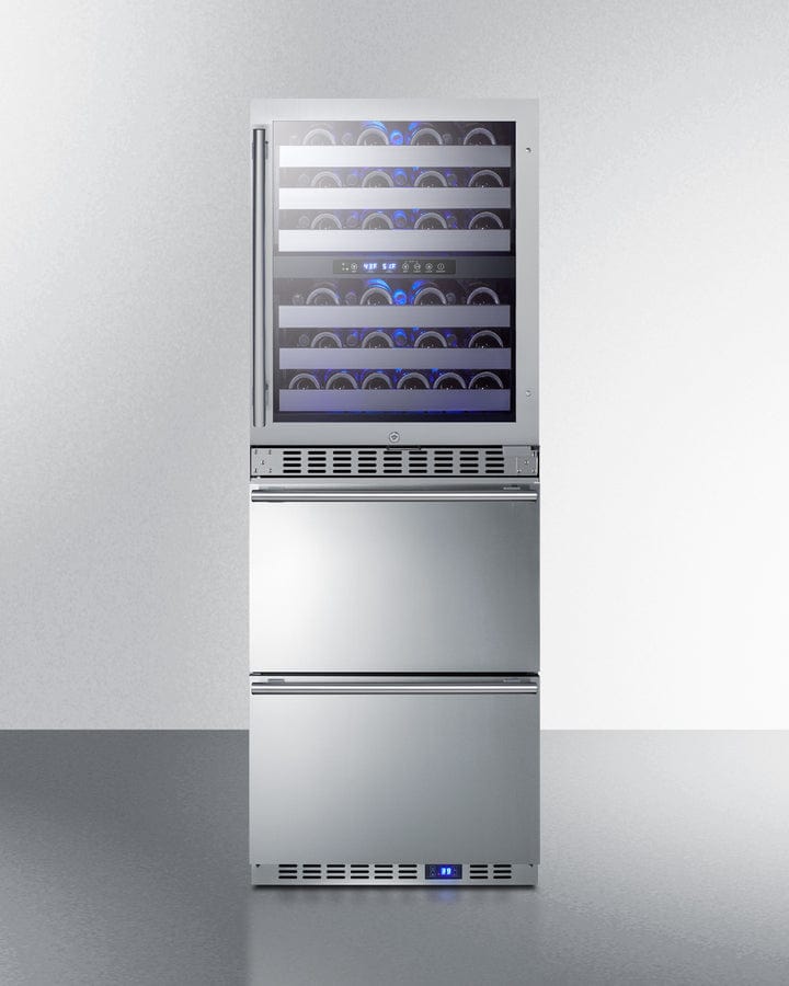 Summit Full Size Wine Cellars Summit® 24" Stainless Steel Wine Cooler and Refrigerator Drawers-SWCDAR24 Summit Full Size Wine Cellars Summit® 24" Stainless Steel Wine Cooler and Refrigerator Drawers-SWCDAR24