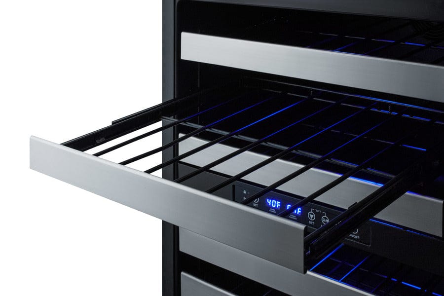 Summit Wine Refrigerators Built in and Free Standing Summit® 24" Stainless Steel Wine Cooler and Refrigerator Drawers-SWCDAR24 Summit Wine Refrigerators Built in and Free Standing Summit® 24" Stainless Steel Wine Cooler and Refrigerator Drawers-SWCDAR24