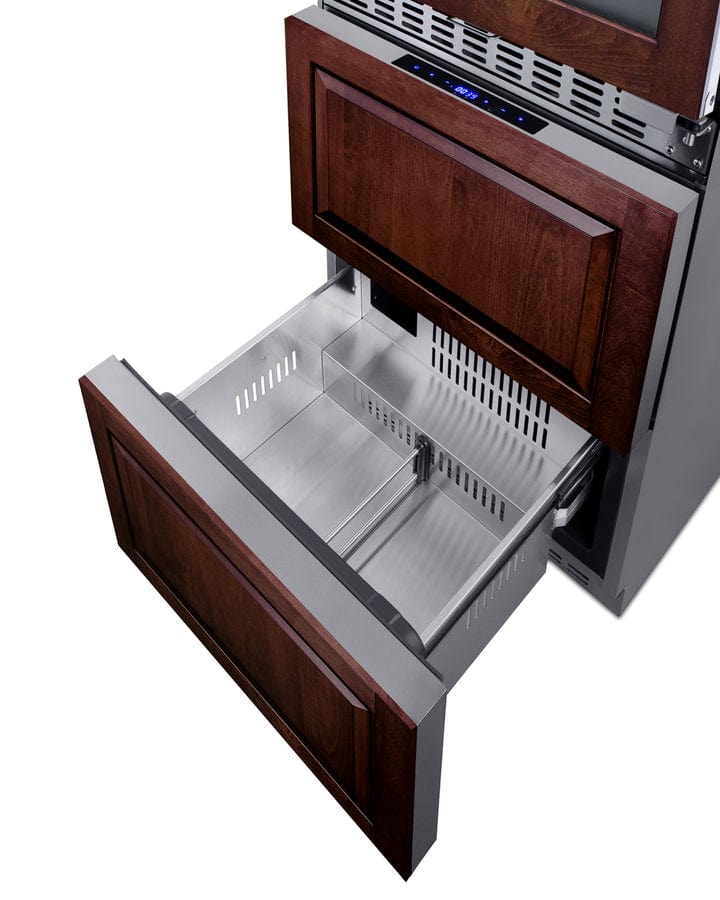 Summit Wine Refrigerators Built in and Free Standing Summit® 24" Wide Combination Dual-Zone Wine Cellar and 2-Drawer Refrigerator-Freezer (Panels Not Included) | SWCDRF24PNR Summit Wine Refrigerators Built in and Free Standing Summit® 24" Wide Combination Dual-Zone Wine Cellar and 2-Drawer Refrigerator-Freezer (Panels Not Included) | SWCDRF24PNR
