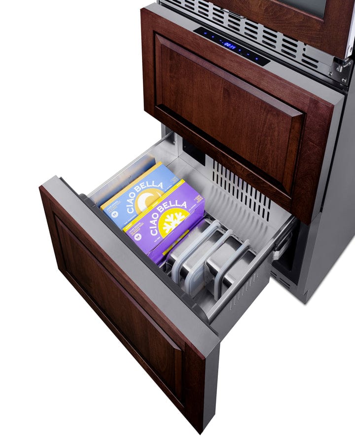 Summit Wine Refrigerators Built in and Free Standing Summit® 24" Wide Combination Dual-Zone Wine Cellar and 2-Drawer Refrigerator-Freezer (Panels Not Included) | SWCDRF24PNR Summit Wine Refrigerators Built in and Free Standing Summit® 24" Wide Combination Dual-Zone Wine Cellar and 2-Drawer Refrigerator-Freezer (Panels Not Included) | SWCDRF24PNR