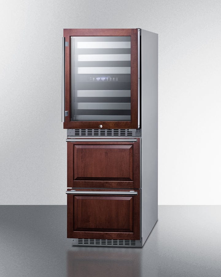 Summit Wine Refrigerators Built in and Free Standing Summit® 24" Wide Combination Dual-Zone Wine Cellar and 2-Drawer Refrigerator-Freezer (Panels Not Included) | SWCDRF24PNR Summit Wine Refrigerators Built in and Free Standing Summit® 24" Wide Combination Dual-Zone Wine Cellar and 2-Drawer Refrigerator-Freezer (Panels Not Included) | SWCDRF24PNR