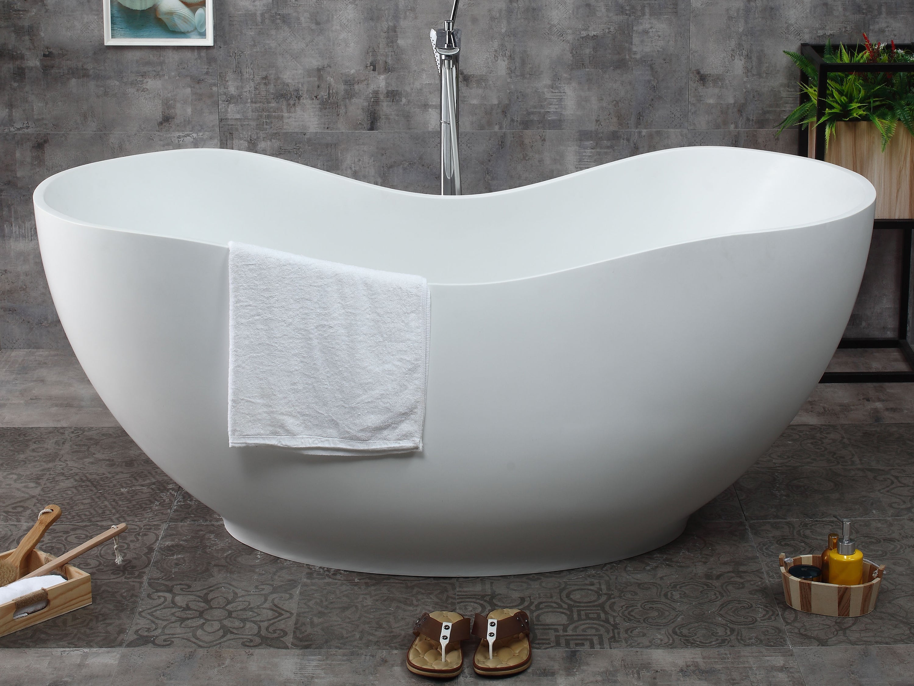 ALFI Brand - 66" White Solid Surface Smooth Resin Soaking Bathtub | AB9949 ALFI Brand - 66" White Solid Surface Smooth Resin Soaking Bathtub | AB9949