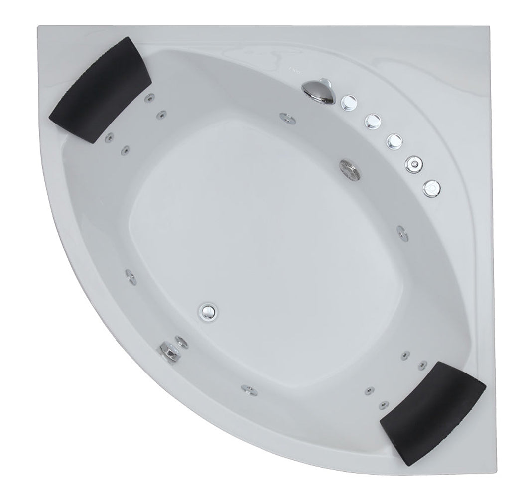 EAGO - 5' Rounded Modern Double Seat Corner Whirlpool Bath Tub with Fixtures | AM200 EAGO - 5' Rounded Modern Double Seat Corner Whirlpool Bath Tub with Fixtures | AM200