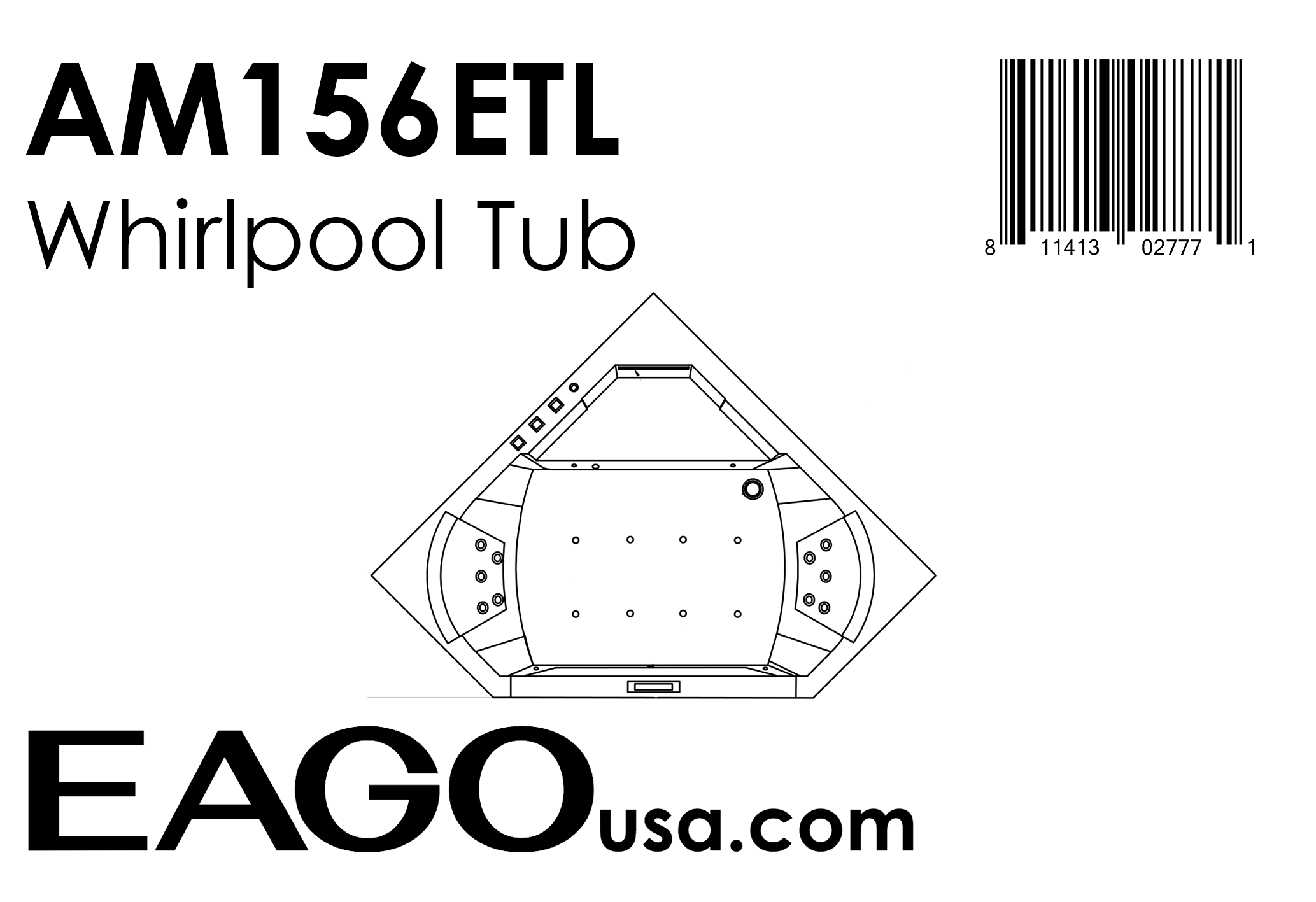 EAGO - 5 ft Clear Corner Acrylic Whirlpool Bathtub for Two | AM156ETL EAGO - 5 ft Clear Corner Acrylic Whirlpool Bathtub for Two | AM156ETL