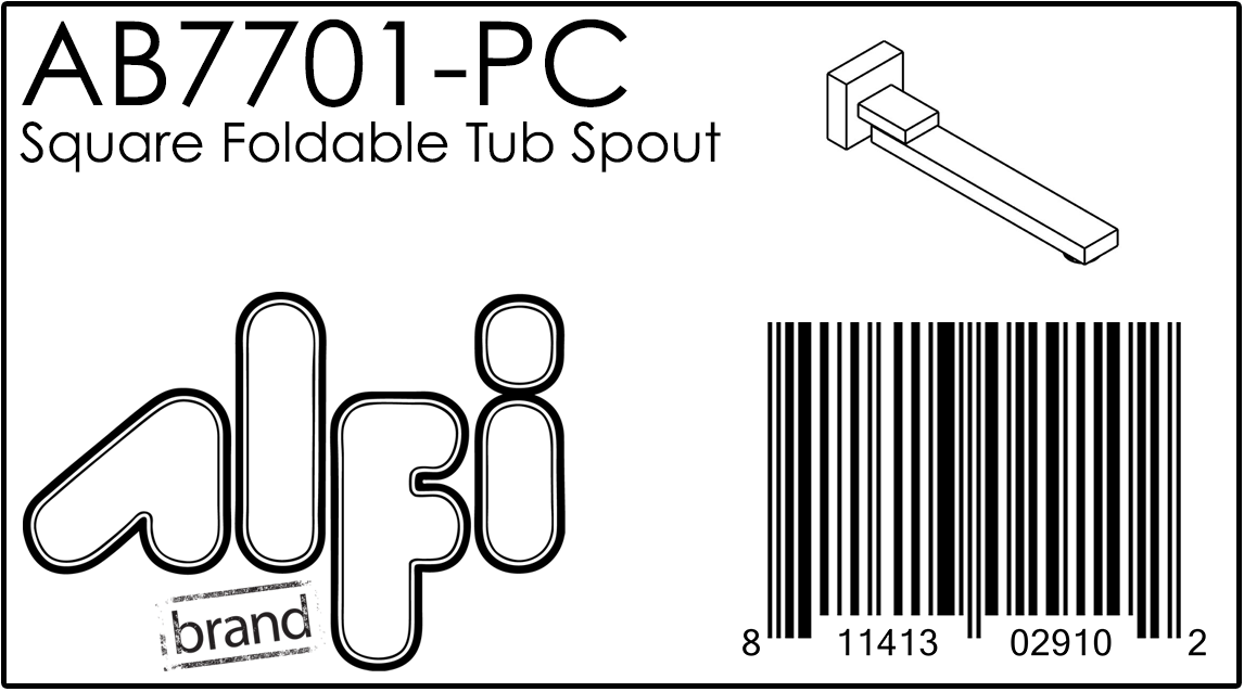 ALFI Brand - Polished Chrome Square Foldable Tub Spout | AB7701-PC ALFI Brand - Polished Chrome Square Foldable Tub Spout | AB7701-PC