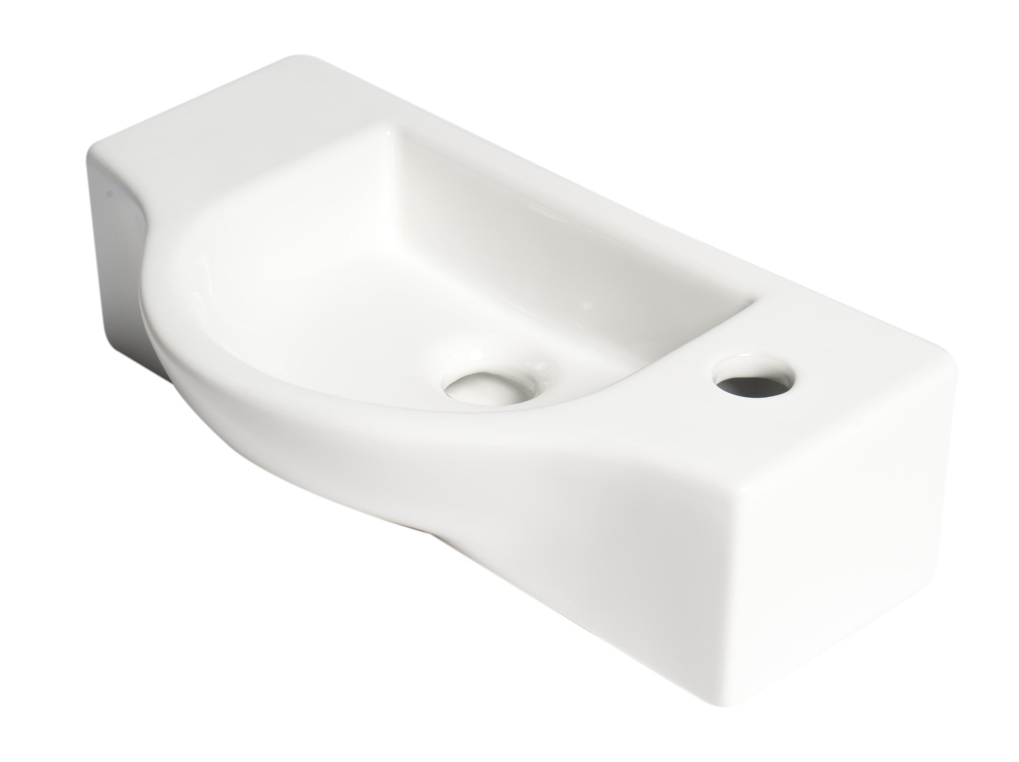 ALFI Brand - White 18" Small Wall Mounted Ceramic Sink with Faucet Hole | ABC114 ALFI Brand - White 18" Small Wall Mounted Ceramic Sink with Faucet Hole | ABC114