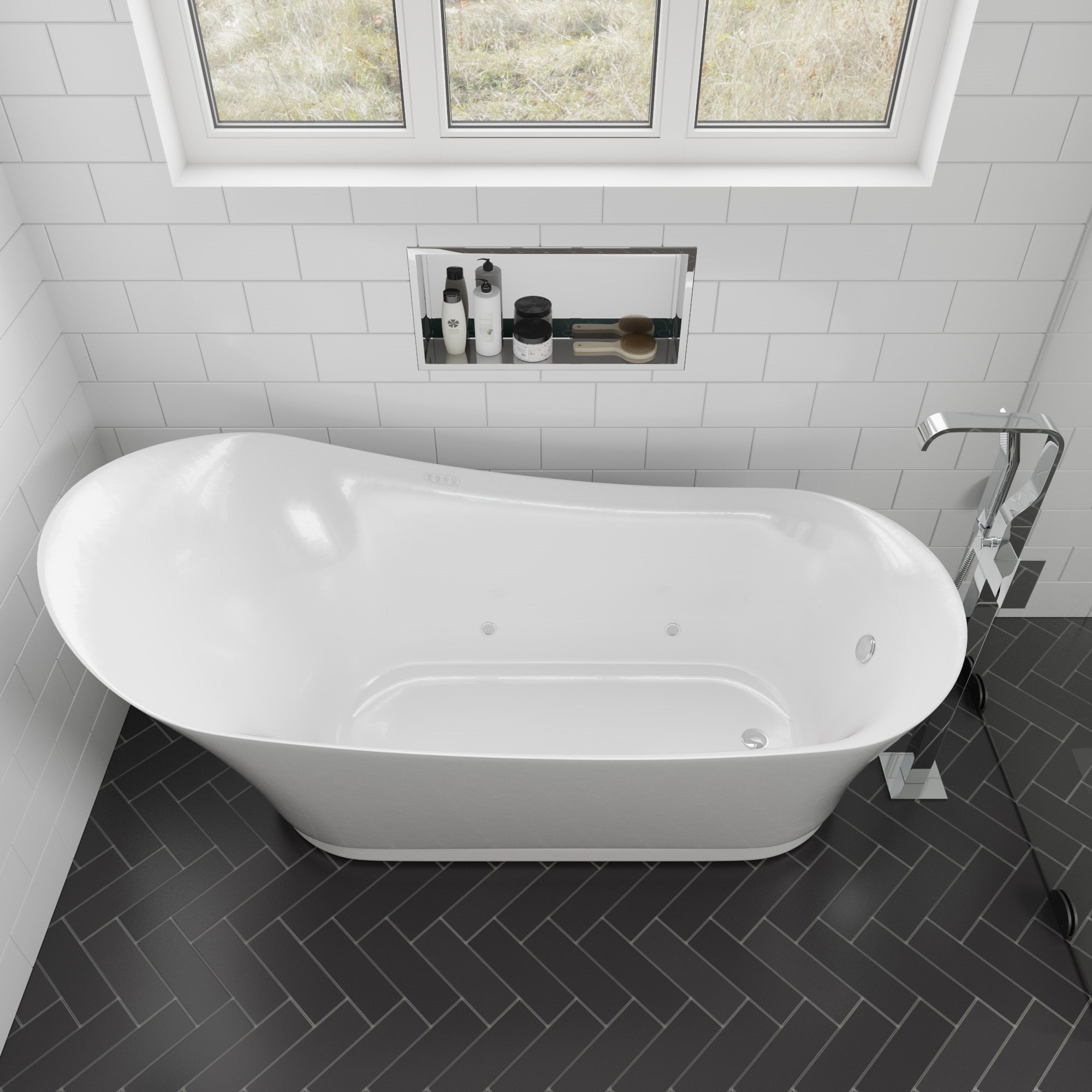 ALFI Brand - 24 x 12 Polished Stainless Steel Horizontal Single Shelf Bath Shower Niche | ABN2412-PSS ALFI Brand - 24 x 12 Polished Stainless Steel Horizontal Single Shelf Bath Shower Niche | ABN2412-PSS