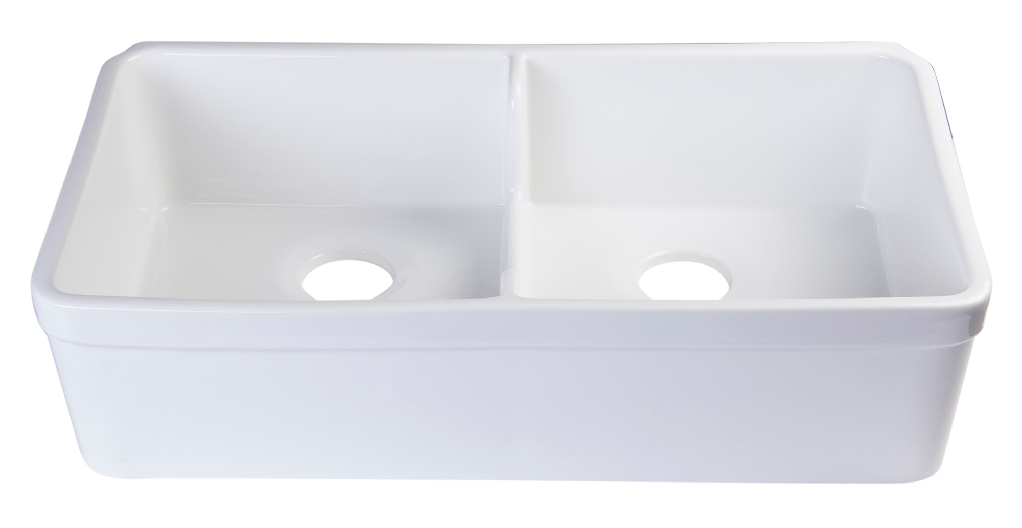 ALFI Brand - White 32" Short Wall Double Bowl Lip Apron Fireclay Farmhouse Kitchen Sink | AB5123-W ALFI Brand - White 32" Short Wall Double Bowl Lip Apron Fireclay Farmhouse Kitchen Sink | AB5123-W