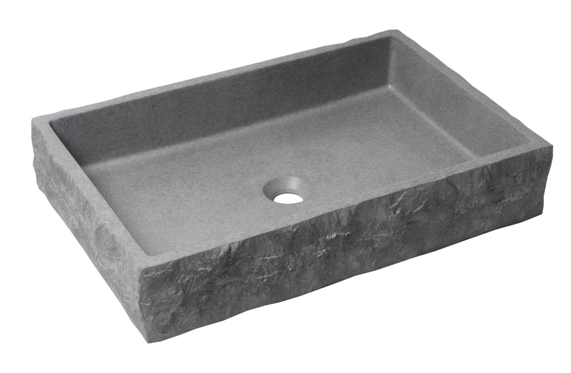 ALFI brand - 24" Solid Concrete Chiseled Style Rectangular Above Mount Vessel Sink - ABCO24R ALFI brand - 24" Solid Concrete Chiseled Style Rectangular Above Mount Vessel Sink - ABCO24R