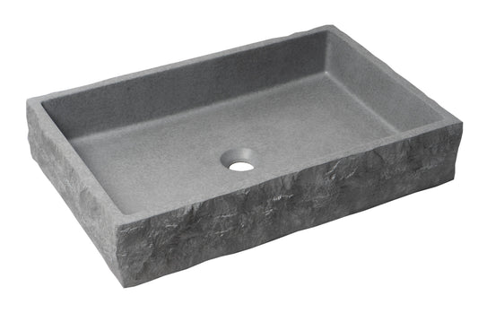 ALFI brand - 24" Solid Concrete Chiseled Style Rectangular Above Mount Vessel Sink - ABCO24R