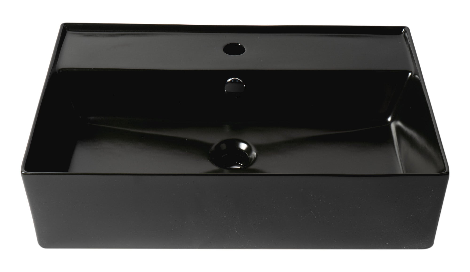 ALFI Brand - Black Matte 24" Modern Rectangular Above Mount Ceramic Sink with Faucet Hole | ABC901-BM ALFI Brand - Black Matte 24" Modern Rectangular Above Mount Ceramic Sink with Faucet Hole | ABC901-BM