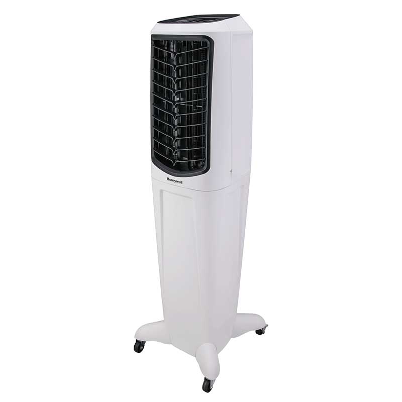 Honeywell - 588 CFM Indoor Evaporative Air Cooler (Swamp Cooler) with Remote Control in White Honeywell - 588 CFM Indoor Evaporative Air Cooler (Swamp Cooler) with Remote Control in White
