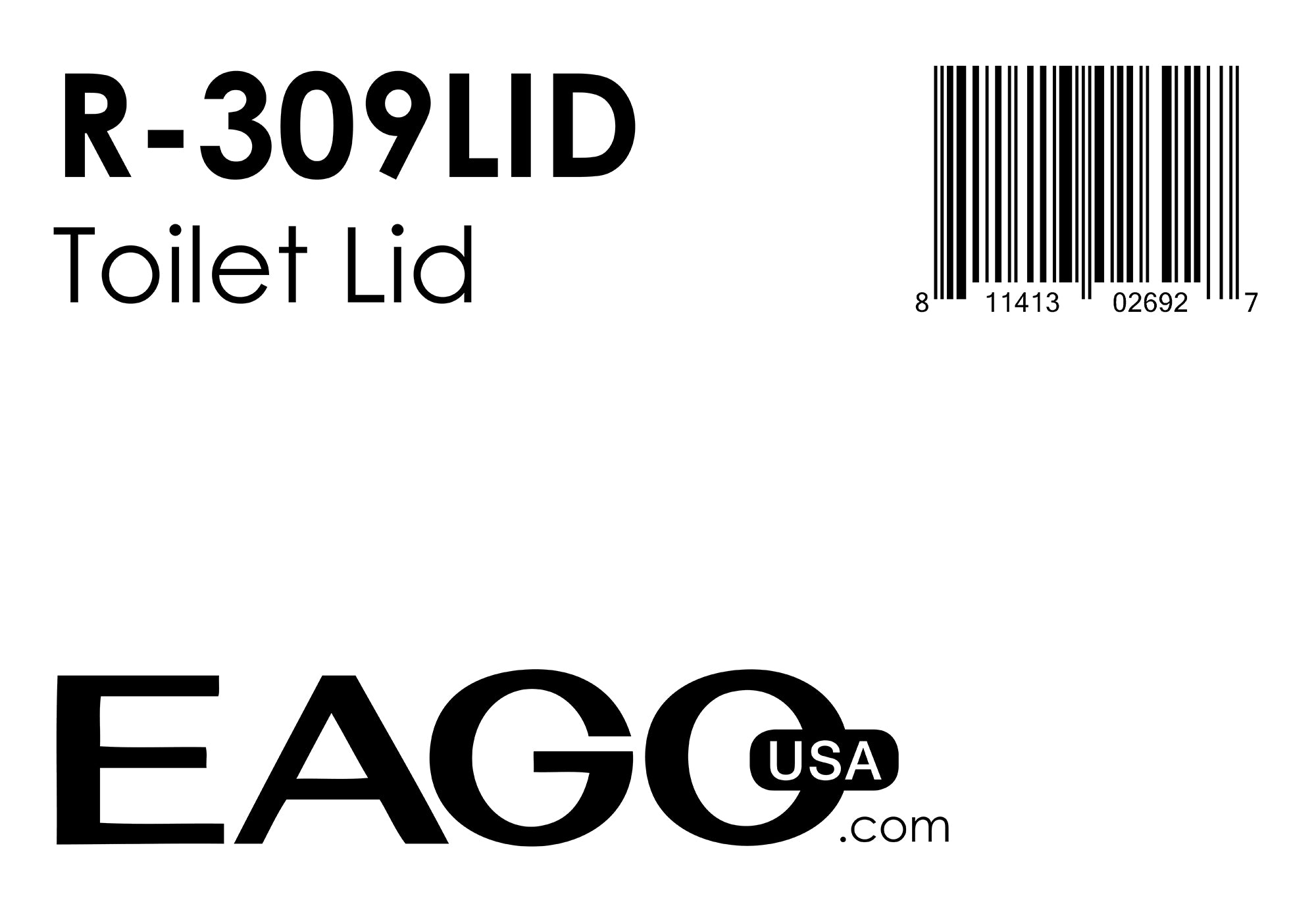 EAGO - Replacement Ceramic Toilet Lid for TB309 | R-309LID EAGO - Replacement Ceramic Toilet Lid for TB309 | R-309LID
