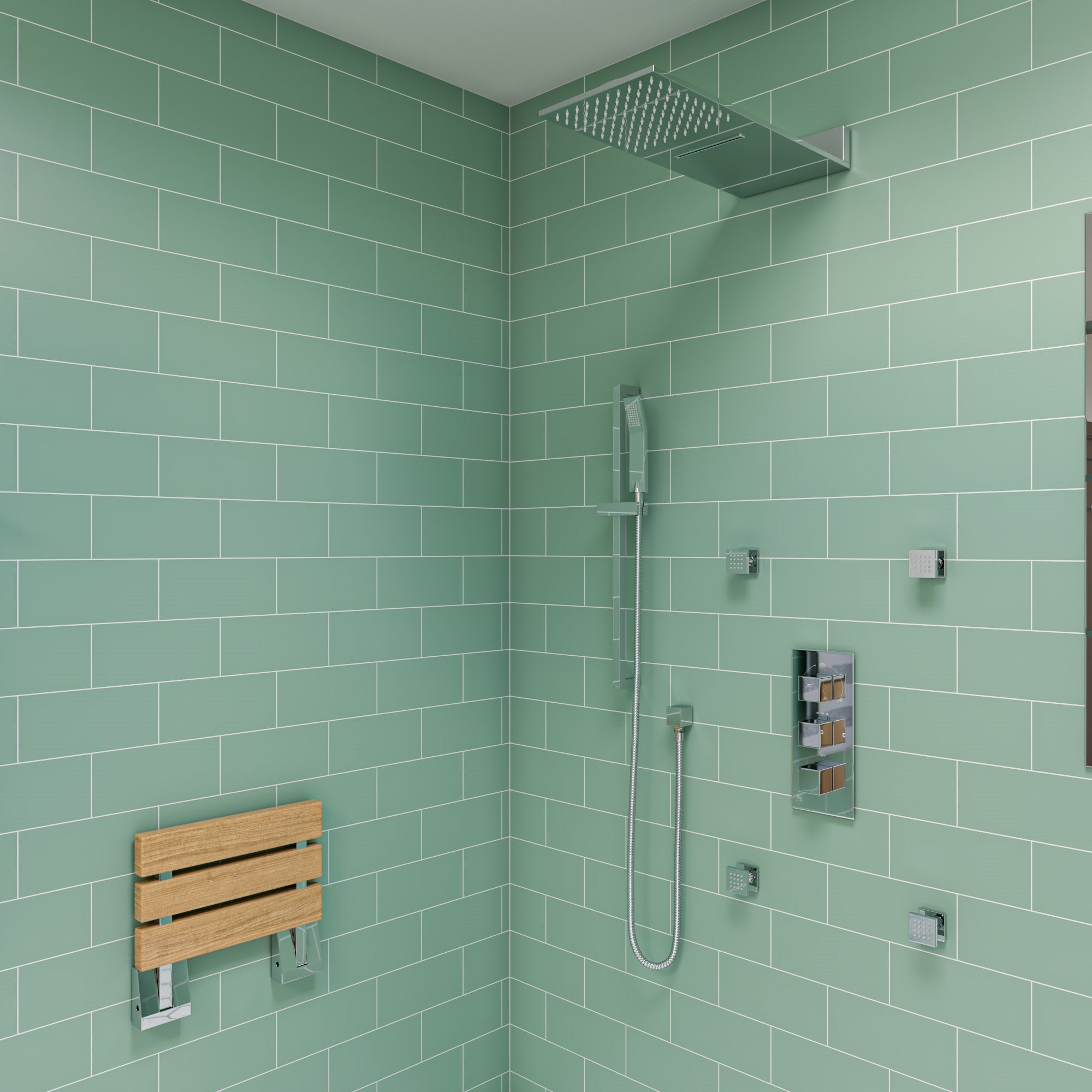 ALFI Brand - Polished Chrome 2" Square Adjustable Shower Body Spray | AB3820-PC ALFI Brand - Polished Chrome 2" Square Adjustable Shower Body Spray | AB3820-PC