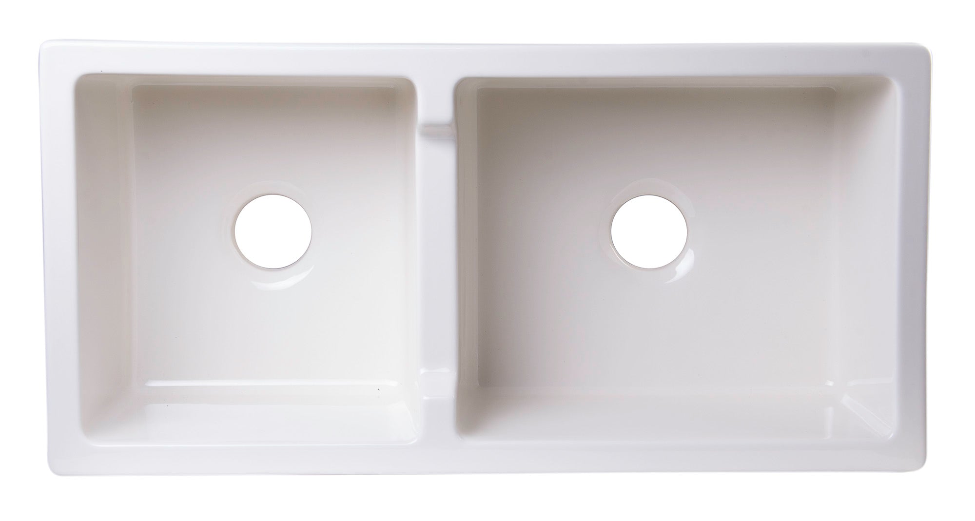 ALFI Brand - 36" Biscuit Smooth Apron Thick Wall Fireclay Double Bowl Farm Sink | AB3618DB-B ALFI Brand - 36" Biscuit Smooth Apron Thick Wall Fireclay Double Bowl Farm Sink | AB3618DB-B