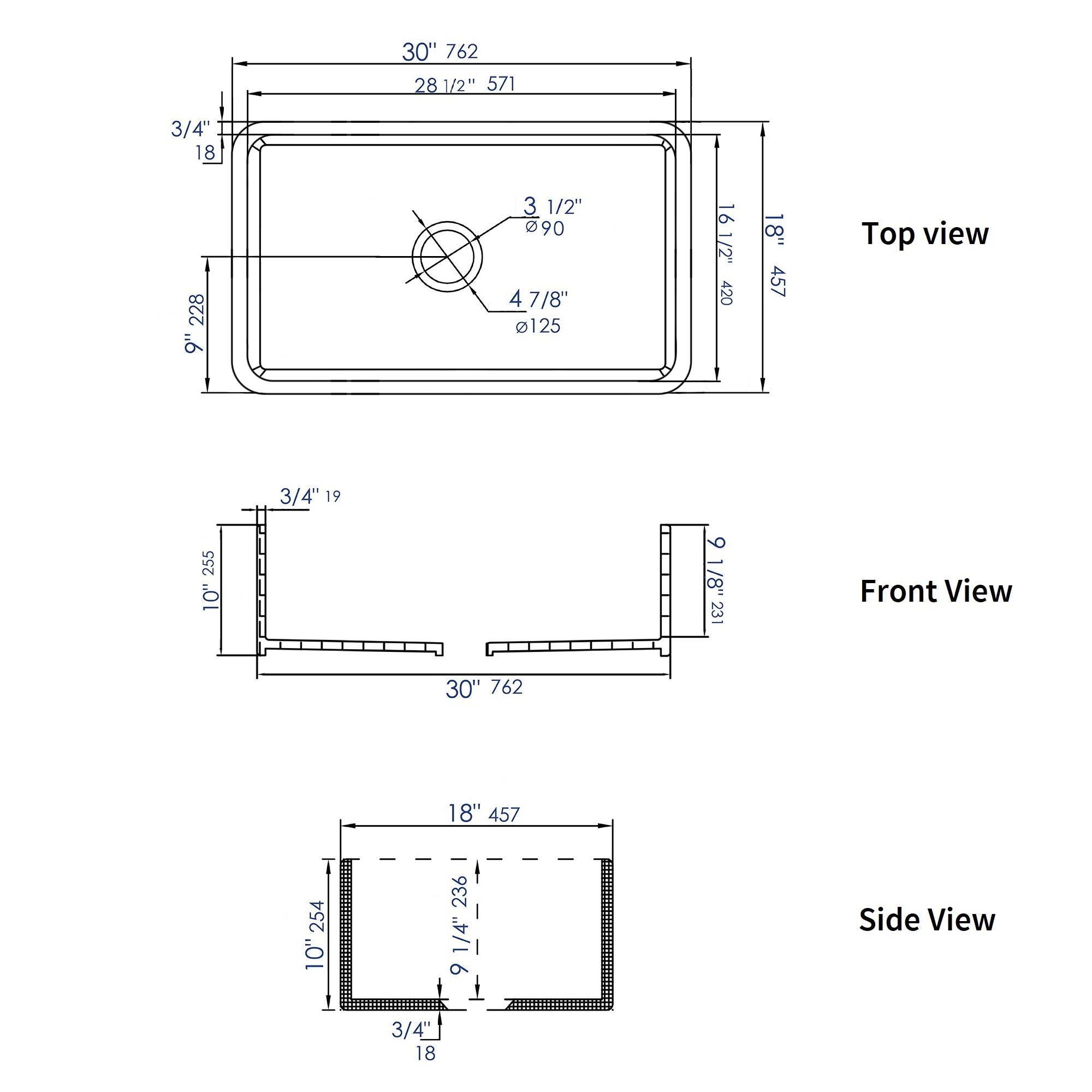 ALFI Brand - Gray Matte Smooth Apron 30" x 18" Single Bowl Fireclay Farm Sink | ABF3018-GM ALFI Brand - Gray Matte Smooth Apron 30" x 18" Single Bowl Fireclay Farm Sink | ABF3018-GM