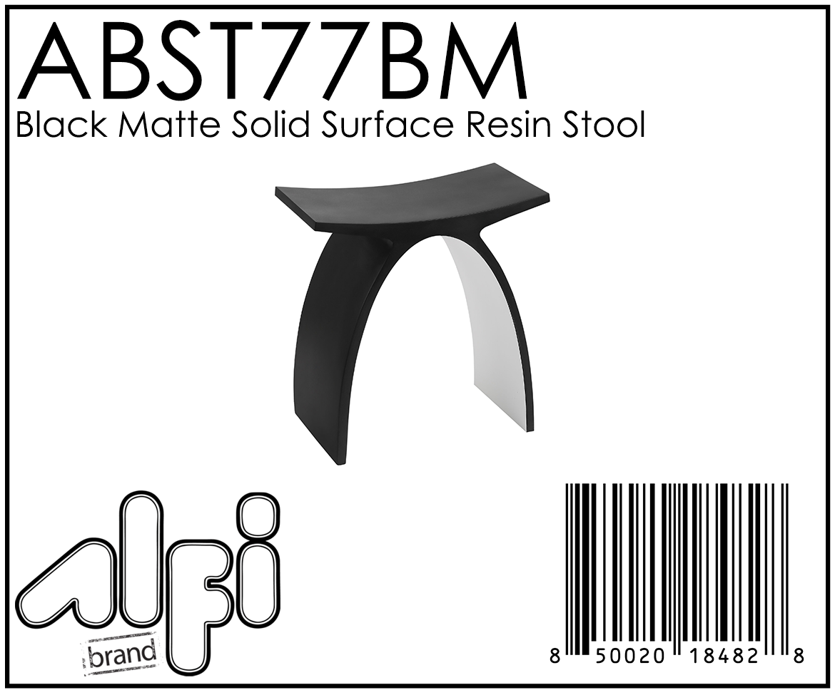 ALFI Brand - Black Matte Arched Solid Surface Resin Bathroom / Shower Stool | ABST77BM ALFI Brand - Black Matte Arched Solid Surface Resin Bathroom / Shower Stool | ABST77BM