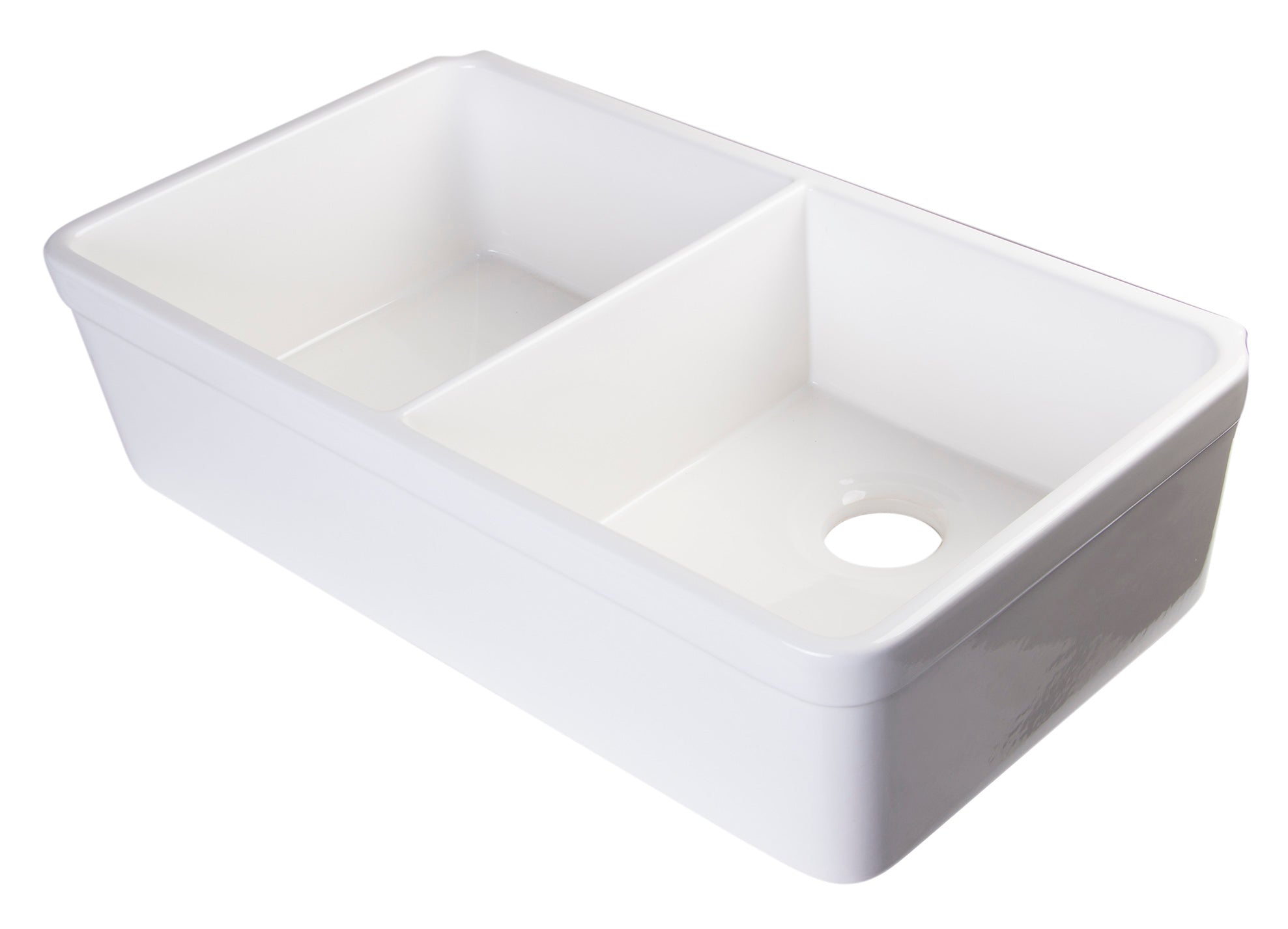 ALFI Brand - White 32" Double Bowl Lip Apron Fireclay Farmhouse Kitchen Sink with 1 3/4" Lip | AB512-W ALFI Brand - White 32" Double Bowl Lip Apron Fireclay Farmhouse Kitchen Sink with 1 3/4" Lip | AB512-W