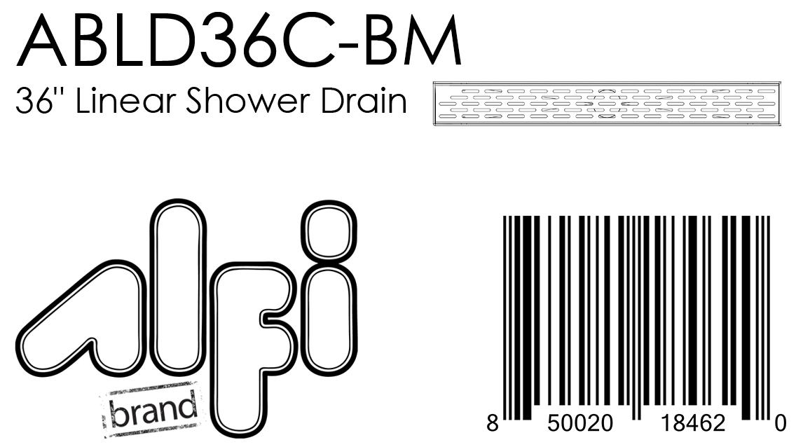 ALFI Brand - 36" Black Matte Stainless Steel Linear Shower Drain with Groove Holes | ABLD36C-BM ALFI Brand - 36" Black Matte Stainless Steel Linear Shower Drain with Groove Holes | ABLD36C-BM