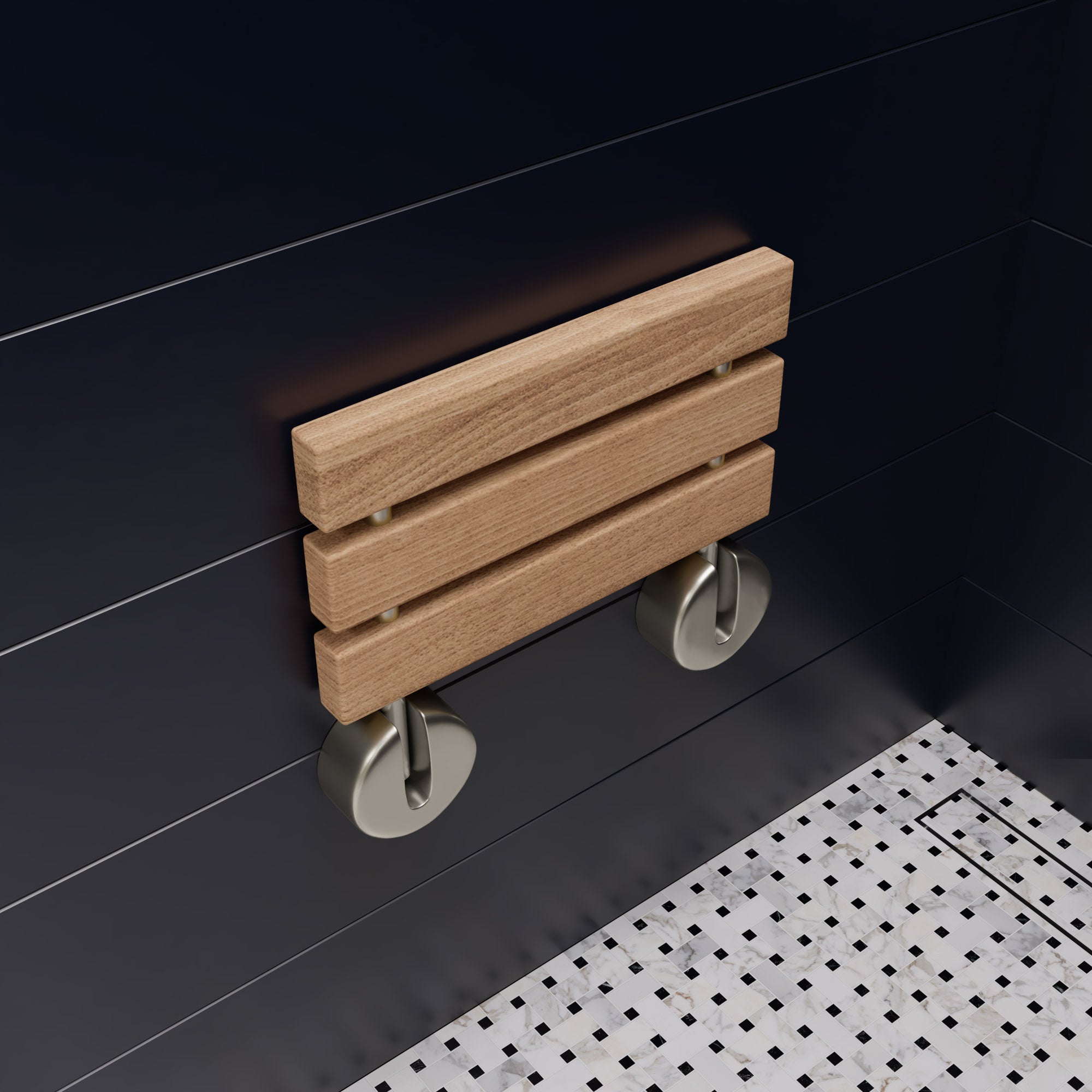 ALFI Brand - 16 Inch Folding Teak Wood Shower Seat Bench | ABS16R-BN ALFI Brand - 16 Inch Folding Teak Wood Shower Seat Bench | ABS16R-BN