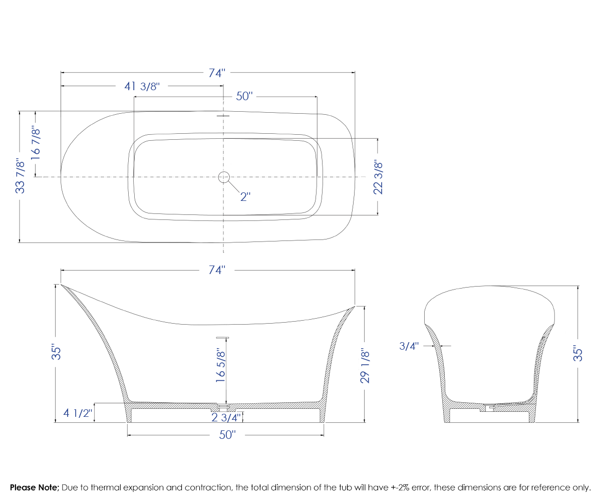 ALFI Brand - 74" White Solid Surface Smooth Resin Soaking Slipper Bathtub | AB9915 ALFI Brand - 74" White Solid Surface Smooth Resin Soaking Slipper Bathtub | AB9915