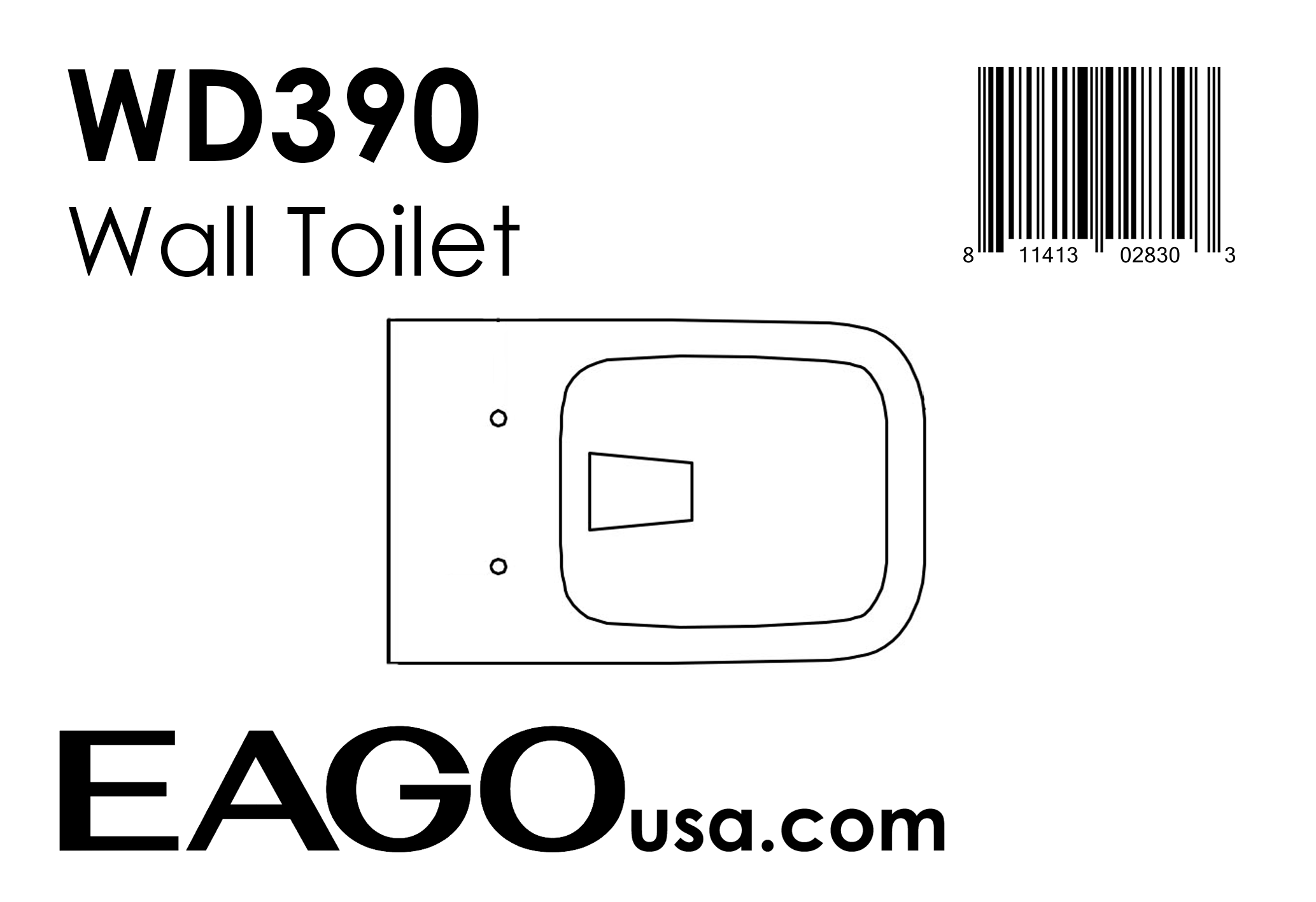 EAGO - White Modern Ceramic Wall Mounted Toilet Bowl | WD390 EAGO - White Modern Ceramic Wall Mounted Toilet Bowl | WD390
