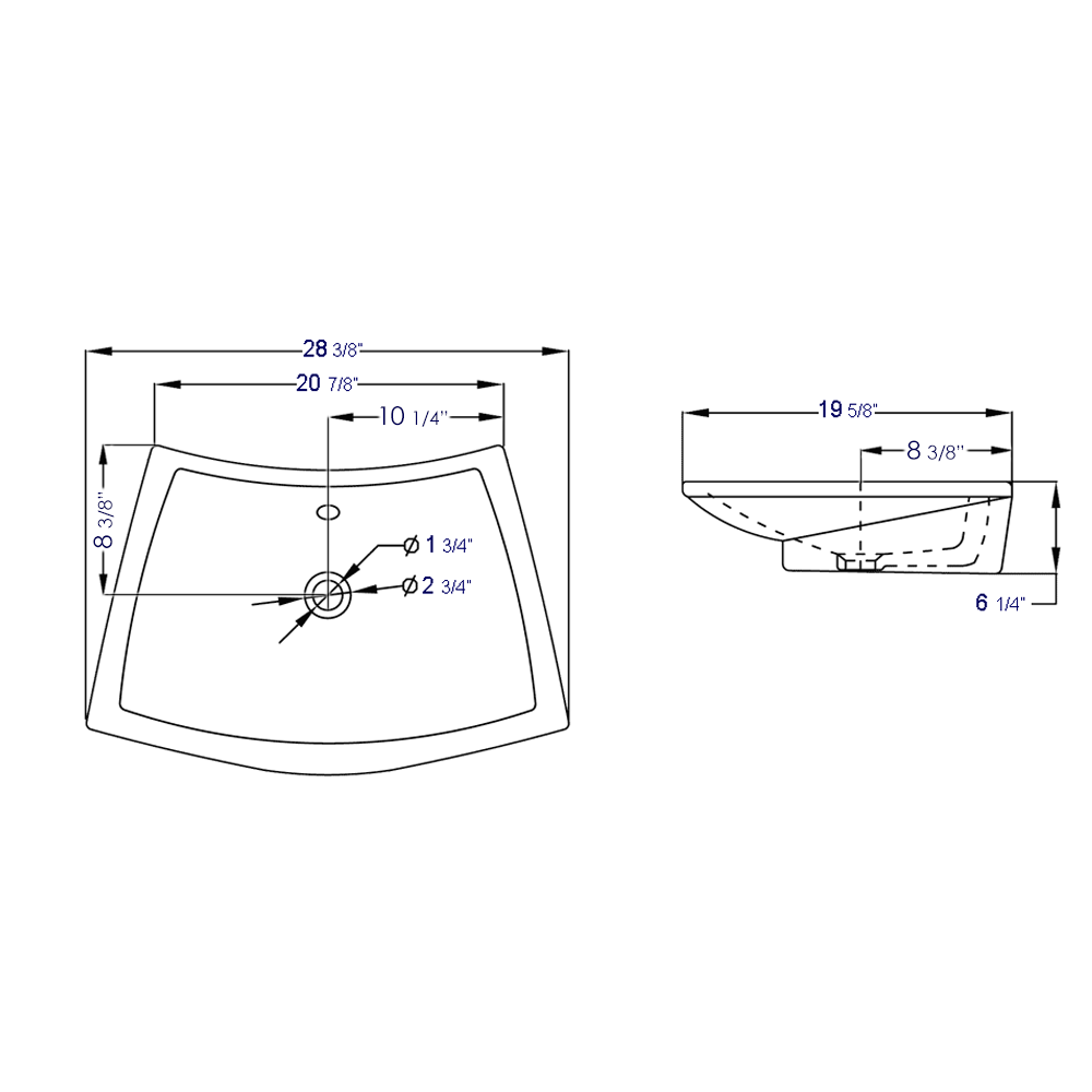 EAGO - 28" Rectangular Porcelain Bathroom Vessel Sink with Single Hole | BA142 EAGO - 28" Rectangular Porcelain Bathroom Vessel Sink with Single Hole | BA142