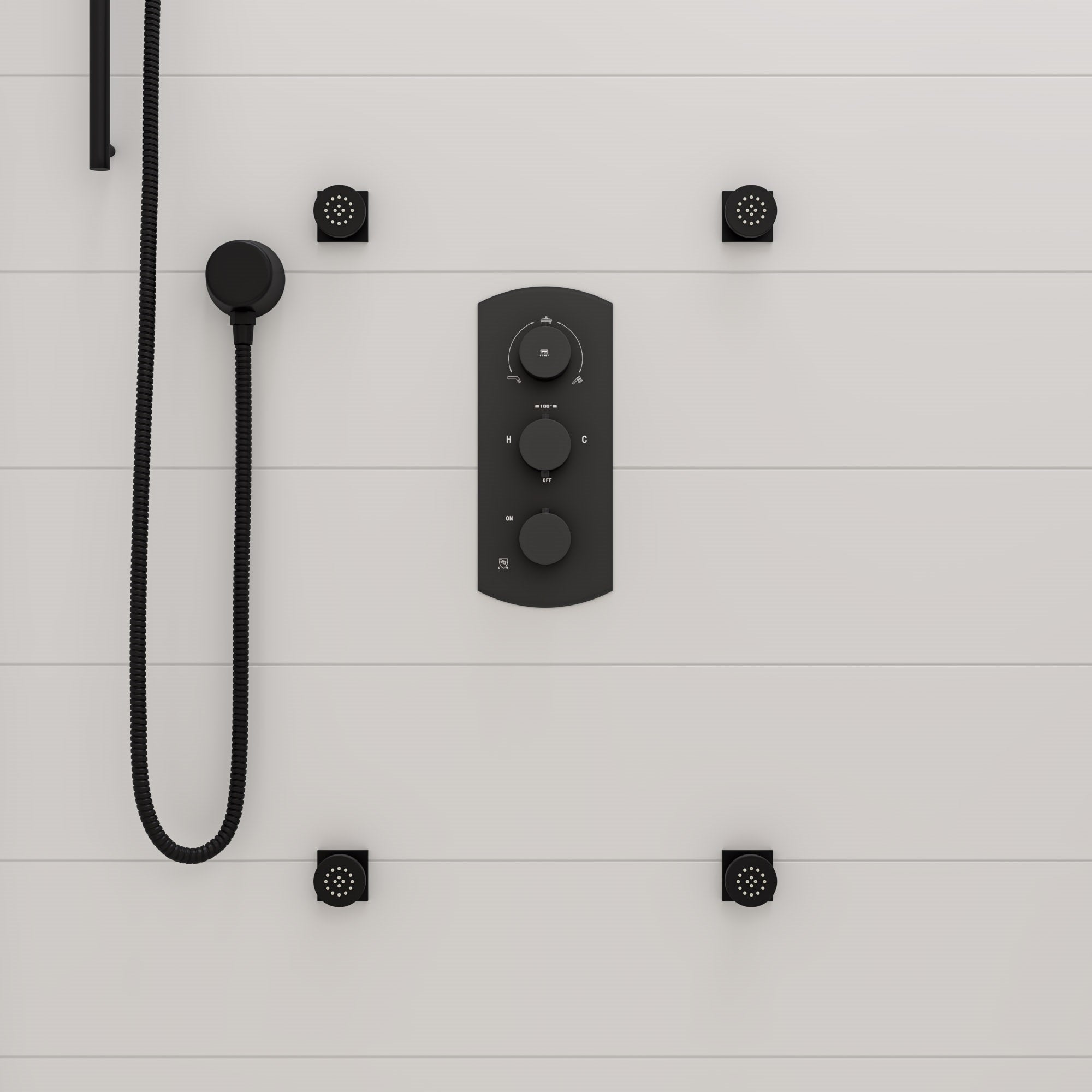 ALFI Brand - Black Matte Round Sliding Rail Hand Shower Set | AB7938-BM ALFI Brand - Black Matte Round Sliding Rail Hand Shower Set | AB7938-BM