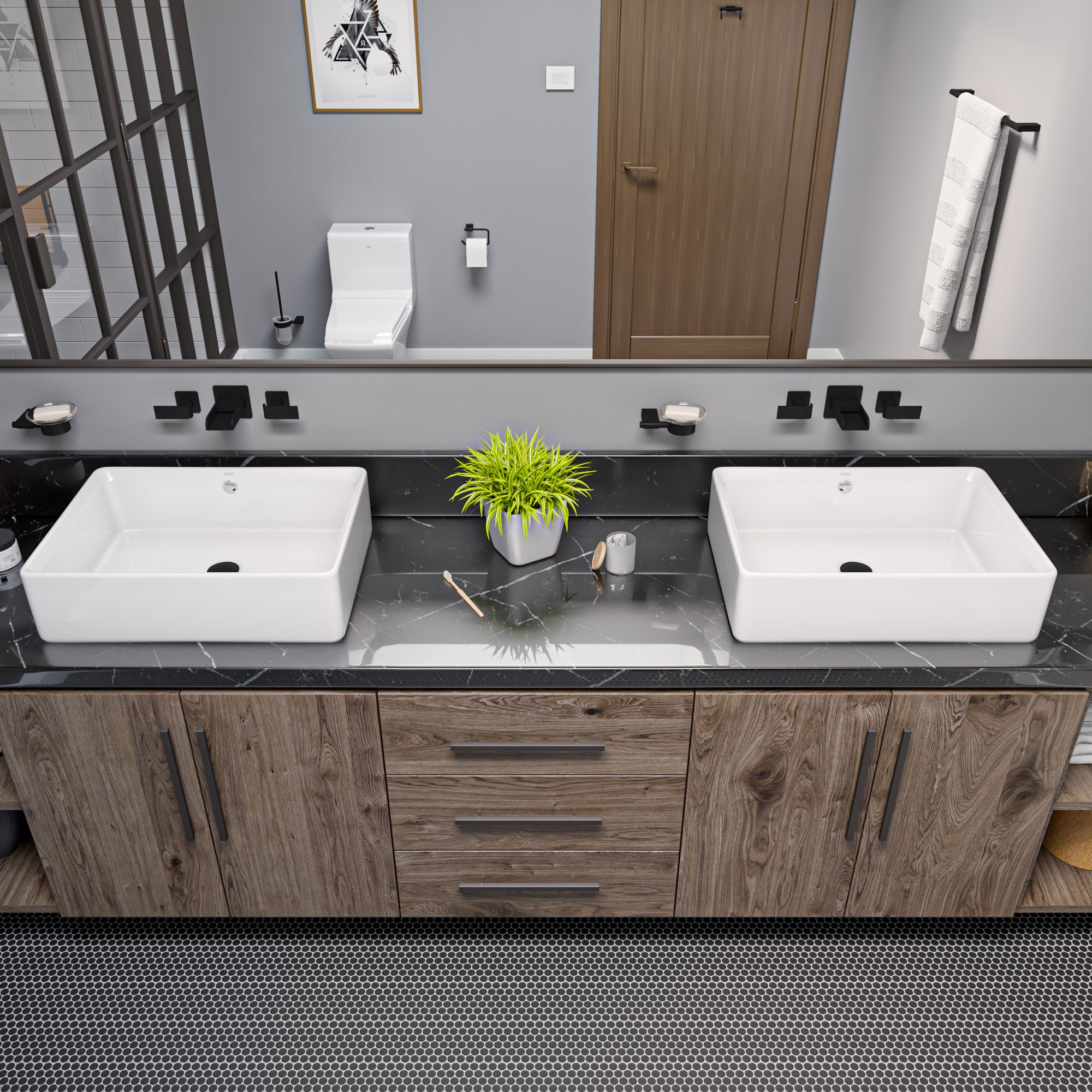 EAGO - 20" RECTANGULAR CERAMIC ABOVE MOUNT BASIN VESSEL SINK | BA131 EAGO - 20" RECTANGULAR CERAMIC ABOVE MOUNT BASIN VESSEL SINK | BA131