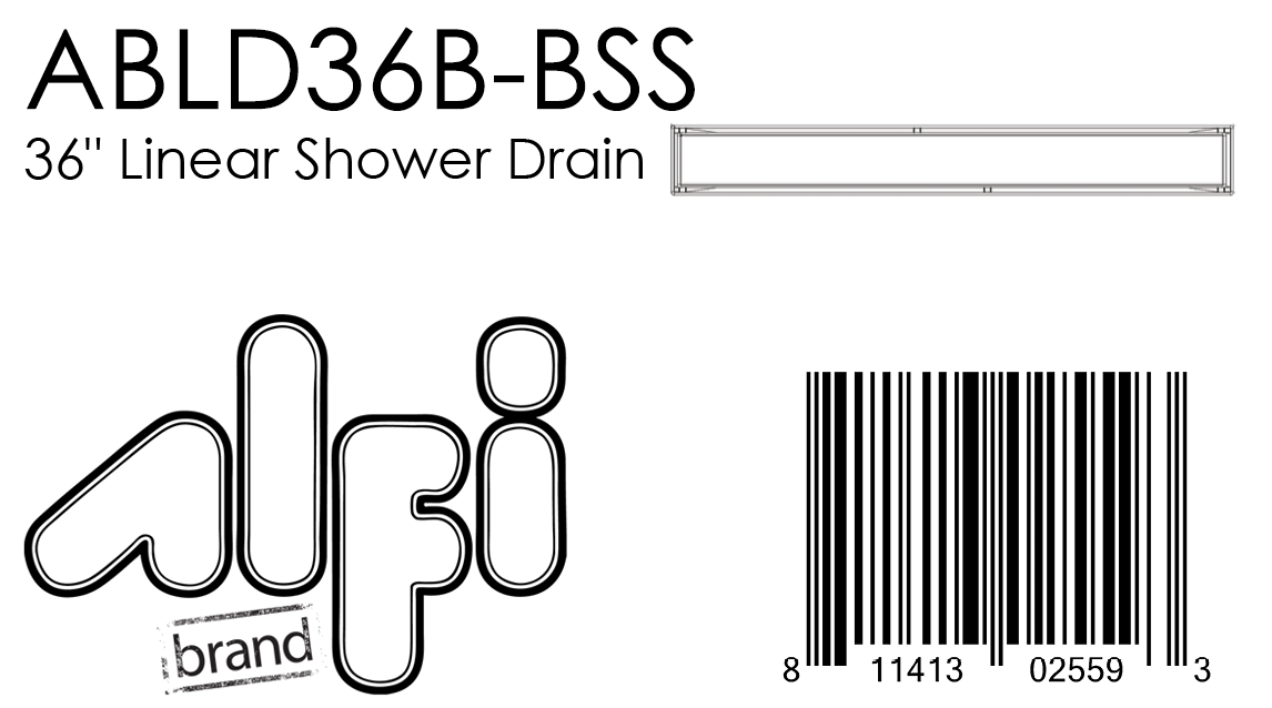 ALFI Brand - 36" Modern Brushed Stainless Steel Linear Shower Drain with Solid Cover | ABLD36B-BSS ALFI Brand - 36" Modern Brushed Stainless Steel Linear Shower Drain with Solid Cover | ABLD36B-BSS