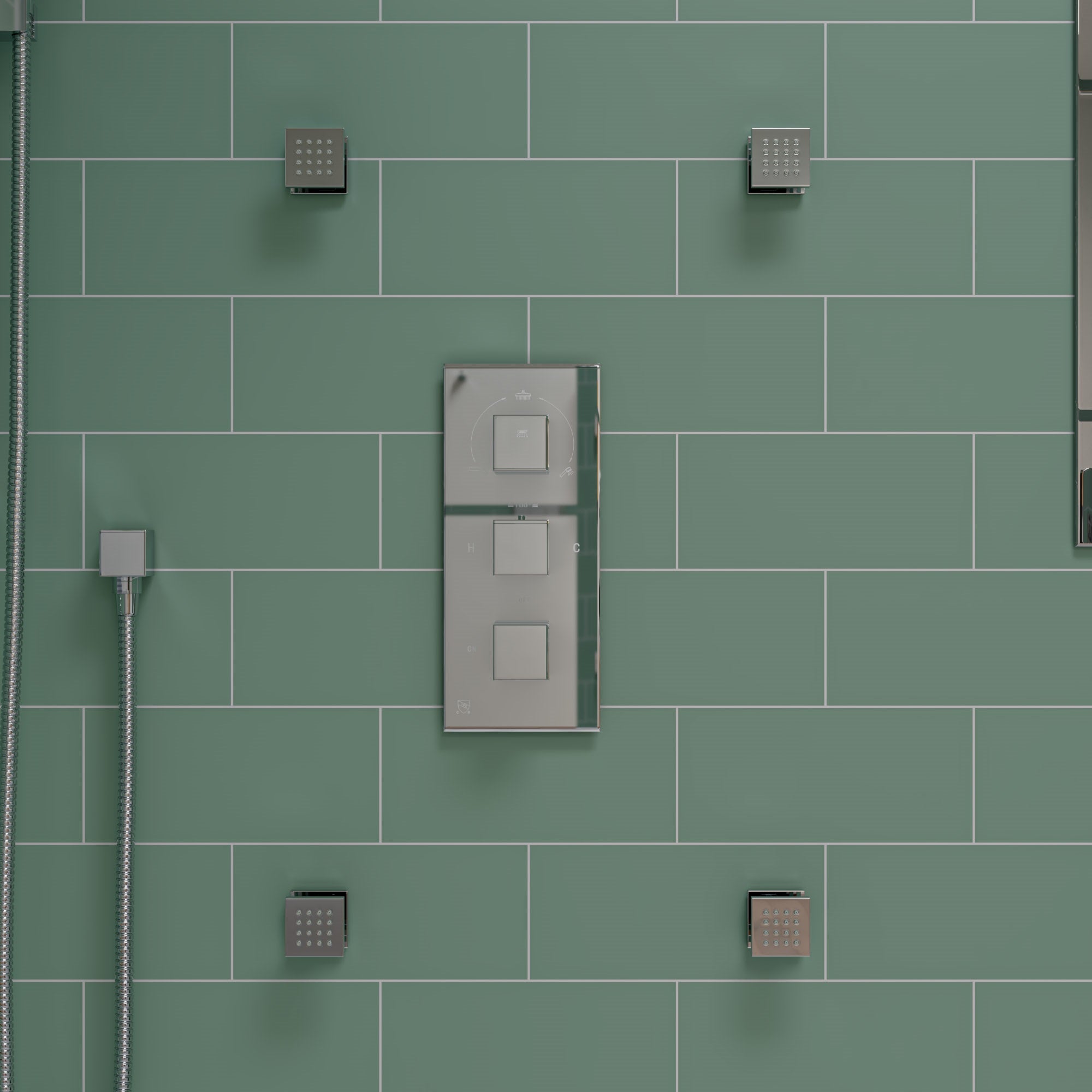 ALFI Brand - Polished Chrome 2" Square Adjustable Shower Body Spray | AB3820-PC ALFI Brand - Polished Chrome 2" Square Adjustable Shower Body Spray | AB3820-PC
